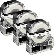 Aonomi 3 x Compatible with Epson Label Maker Tape LK-4WBN LC-4WBN LC 4WBN9 SS12KW LK 12 mm 1/2 inch Black on White 0.47 inch Label Tape Work for Epson LabelWorks LW300 LW400 LW500 Label Aker