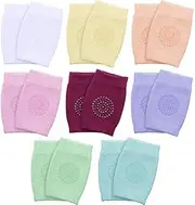 [SATINIOR] 8 Pairs Unisex Baby Crawling Anti-Slip Knee Pads Toddler Knee Protectors Learn to Crawl Socks Leg Warmers