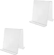 Tofficu 2pcs Acrylic Record Display Stand Tabletop Vinyl Record Holder Book Stands for Display
