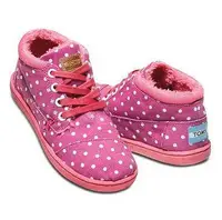 在飛比找Yahoo!奇摩拍賣優惠-QQ緣~童鞋區~全新正品TOMS粉色點點半高筒鞋