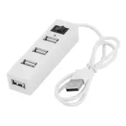 Desktop Laptop High Speed 4-Port Splitter On/Off Switch USB 2.0 Hub White