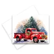 Christmas Truck Greeting Cards with Envelopes, Set of 12 Holiday Cards