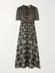 [Saloni] Saloni - Tabitha Printed Silk-jacquard Midi Dress - Multi - UK 4 UK 4 Multi