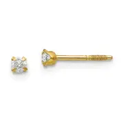 Madi K Kid's Earrings 14k Yellow Gold 2.25mm White Cubic Zirconia Baby