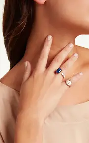 [SHAY] 18K Gold Partial Pave Diamond Initial Pinky Ring