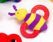 Baby Teether - Plush Bee Bright Velour Colours by Mary Meyer