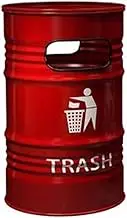 Outdoor Trash Can 240L Bin Large Capacity Outdoor Industrial Style Iron Commercial Large Petrol Can Creative Large Outside Garbage can(Red)