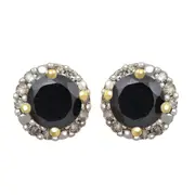 Bevilles 9kt Yellow Gold 0.10ct Diamond & Sapphire Earrings Stud
