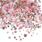 60g Flatback Pearls Rhinestone, 3-10mm Pearls Rhinestone, Mixed Brown Pink