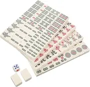 KONTONTY Chinese Mahjong Set 24mm Mini Game Tiles Outdoor Mahjong Kit Boys and Girls