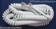 White 25' ft Telephone Handset Receiver 4P4C Coil Cable Curly Cord Wire VWLTW