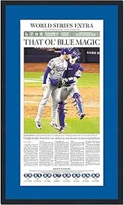 Framed Los Angeles LA Times Dodgers That Ol' Blue Magic 2024 World Series Champions 15x25 Baseball Newspaper Cover Photo Professionally Matted