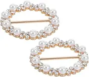 [GAROZATION] 2pcs Scarf Buckle Scarf Clip Clothing Wraps Holder Shirt Clips Clothing Accessories Rhinestone Buckle Slider Pearl Brooch Corner Button for Women Shirt Tie Ring Zircon Golden