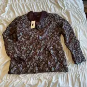 Marge NWT 12 Purple Blue Blazer Button Up Collared Formal Classic Floral