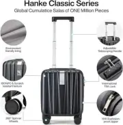 HANKE 14" UNDERSEAT BLACK CARRY ON HARDSHELL SPINNER WHEELS LIGHTWEIGHT LUGGAGE