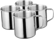 UTHCLO 4pcs Stainless Steel Water Cup Mug Tea Cup Metal Drinking Cups Unbreakable Drinking Cups Tumbler with Top Handle Metal Camping Cup Outdoor Portable Water Cup Silver