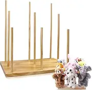 Ouvibor Wooden Puppet Stand, Education Wooden Puppet Tree Store and Display Doll Holder, Anti Crush Storage, Holds 9 Hand Puppets