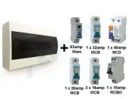 COMPLETE Switchboard Combination for UNIT 18 pole Surface/ Flush, RCD MCB Loaded