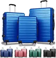 [ALFORDSON] 3PCs Hardside Luggage Set with ABS & PC Hardshell and TSA Lock, 20" 24" and 28" Suitcase Set with 360 Degree Wheel Spinner, Carry-on & Checked Baggage 3-Piece Pack, Hero Blue