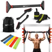 Strength Flex Pull Up Bar for Doorway With Resistance Bands & Wrist Wrap, Chin U