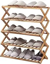 Foldable Bamboo Shoe Rack Multifunctional Free Standing Shoe Shelf Storage Organizer Free Installation (Color : Primary Color, Size : Large)