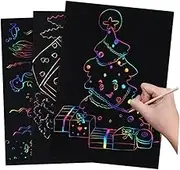 ERINGOGO Matte Scratch Paper Drawing Set Sheets Bamboo Pen Creative Art Activity for Boys and Girls Safe Fun for Imaginative Play