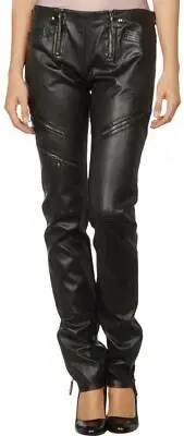 Leather Pants Leggings Size Waist High Black Women Wet S L Womens 14 6 Look 39
