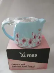 Alfred Ceramic and Stainless Steel 20 Oz Teapot with Infuser NIOB