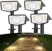 Quntis Solar Lights Outdoor, Super Bright Solar Landscape Spotlights with 2 Detachable Lenses, Waterproof Solar Powered Spot Lights for Garden Yard Wall Outside - Warm White -4 Pack
