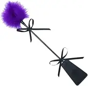 JIHUOO PU Leather Riding Crop Whip Feather Cleaning Duster Slapper Paddle Equestrian Crops Role Play Toys for Adults Couples Purple