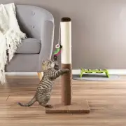 Tall 2 Ft Sisal Rope Cat Kitten Scratching Post Plush Base with Toy Mouse