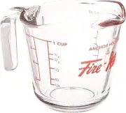 Glass Measuring Jug with Handle, Small, Clear, 1-Cup Capacity – Easy-To-Read Red