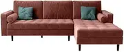 3 Seater Velvet Fabric Corner Sofa Lounge Suite Couch w/Chaise Solid Wood Frame, Blush