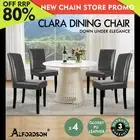 ALFORDSON 4x Dining Chairs Cafe Kitchen Chair High-Back Wooden PU Leather Grey