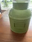 New Green Metal Milk Can Storage Container Kitchen Crafts 7.5" tall 6" diamet
