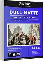 Dull 100lb Text Digital Low Gloss Paper, Double Sided C2S, Coated, Perfect for Color Laser Printing, Design Proposals, Flyers, Brochures | Matte Finish | 8.5" x 11" | 100 Sheets