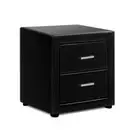 Bedside Table 2 Drawers Side Table Leather CADEN Black Artiss