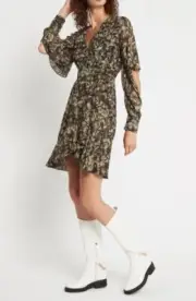 NWT $550 SASS & BIDE In My Nature long split-sleeve open-wrap dress / sz 14