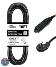 HONDERSON 3-Outlets Flat Plug Indoor Extension Cord Outlet Extender, UL Liste