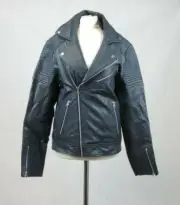 Asos Petrol Blue 100% Real Leather Biker Jacket Size XS CR100 CC 02