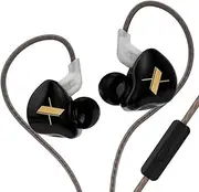 KZ EDX 1DD HiFi Earphone Headphone, Yinyoo EDX in-Ear Earbud with New 10mm Composite Magnetic Dynamic Driver Over Ear Headset with Detachable 2 Pin 0.75MM Cable(with mic, Black)