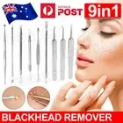 9 PCS Blackhead Remover Extractor Tool Pimple Blemish Popper Comedone Kit Clip