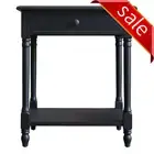 French Provincial Country Bedside Lamp Table Drawer Nightstand in Black
