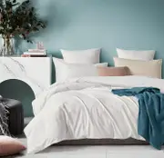 Gioia Casa 100% Cotton Vintage Washed Bed Quilt Cover Set (3Pcs) - White - Double Size