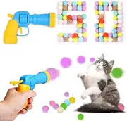 TEAWOO Cat Toy Balls with Launchers Set (1+50), 50 Cat Pom Pom Balls & 1 Ball Launchers (Durable Reinforced Edition)