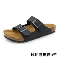 在飛比找ETMall東森購物網優惠-G.P 男款簡約織紋雙帶柏肯拖鞋M525-黑色(SIZE:4