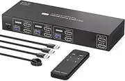 SPSWHD KVM Switch 2 Monitors 3 Computers HDMI Support EDID Emulation 4K60Hz 2K120Hz USB 3.0 KVM Switches 3 Port for 3 PC Share 2 Monitors and 1 Set of Keyboard Mouse with Remote Controller