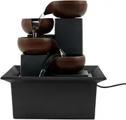 Tabletop Fountain with LED Light 4 Level Waterfall Fountain Soothing Desktop Fountain Waterfall Decorative Water Feature Fountain Indoor Waterfall Fountain for Bedroom Home Office Fxvhojq