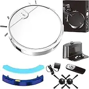 Smart Dual-Mode Robot Vacuum, Robot Vacuum and Mop 2-in-1 Combo, Strong Suction, Auto Recharge, Intelligent Planning and Mapping, Accurate Positioning for Hard Floor, Carpet (White)