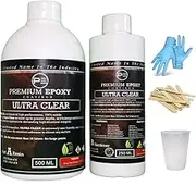 Epoxy Resin Kit - Super Clear - Glass Like Finish 2:1 Ratio Resin + Hardener Kit (750 ML) Australian Made. Use It for Artwork, River Tables, Flooring, Jewellery Making and More.